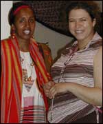 Ruqia on the left with Mona Lisa