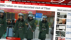 Screengrab of BBC video from Tibet