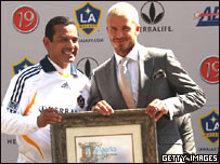 David Beckham with the mayor of Los Angeles