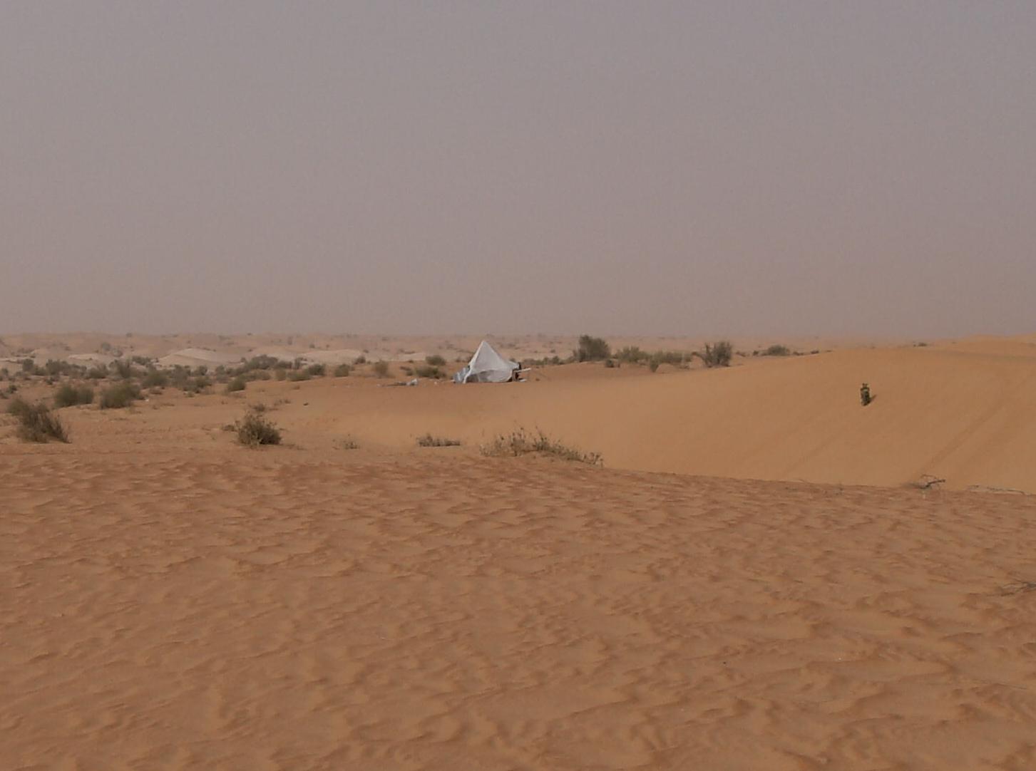 a tent in the desert<br